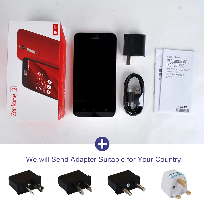 ASUS ZenFone 2 ZE551ML 4G LTE Мобильные телефоны Intel 1,8 ГГц/2,3 ГГц Z3580 4 ГБ ОЗУ 32 ГБ ПЗУ 5,5 дюйма Бесплатный чехол 13МП Камера Смартфоны