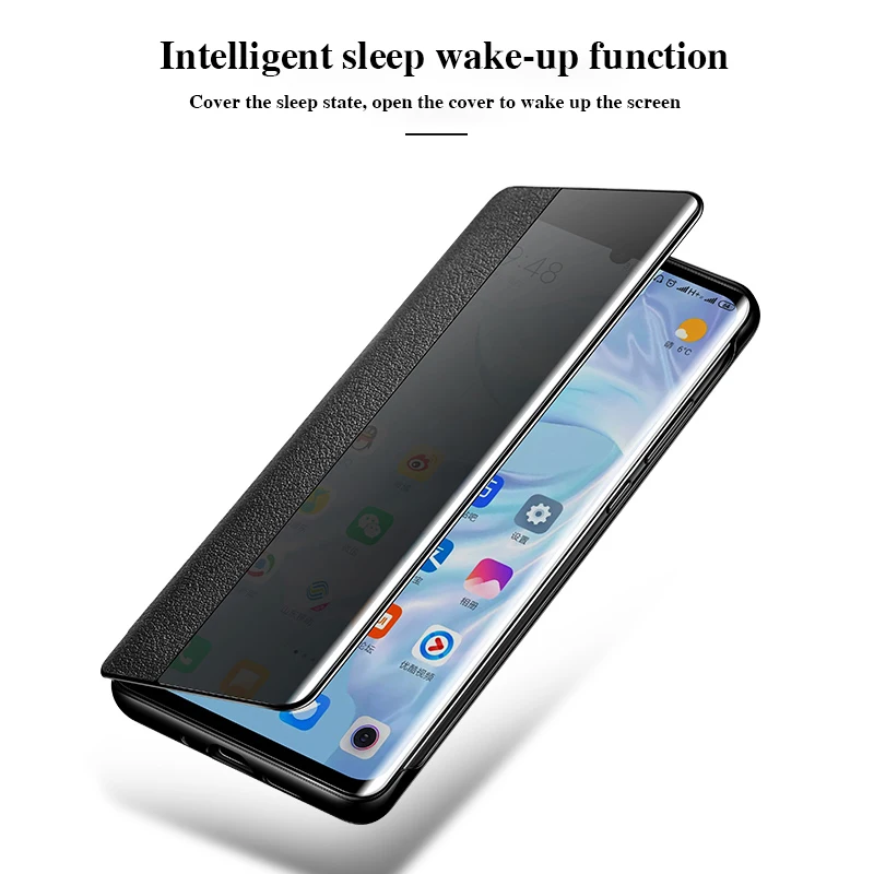 Для huawei P30 Pro Чехол-книжка из натуральной кожи Cenmaso Smart Touch прозрачный защитный чехол для телефона