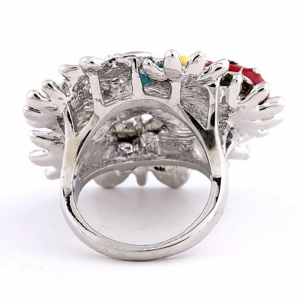 Женское кольцо в виде бабочки полностью Открытое со стразами украшение цветка -