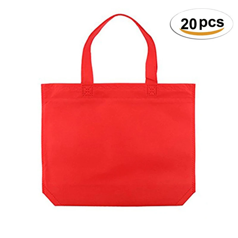 Red 20pcs 20 шт многофункциональная Подарочная сумка с ручкой, женская сумка для покупок, одноцветная Нетканая Детская сумка для дня рождения, подарочные сумки для рукоделия - Цвет: Red 20pcs