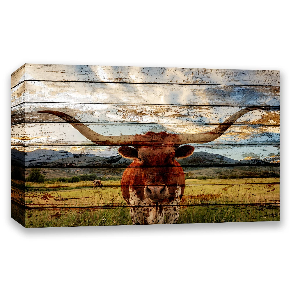 

Cow Rustic style Paintings Canvas Prints Abstract Decoration Pictures Abstract Creative Drawing Colorful