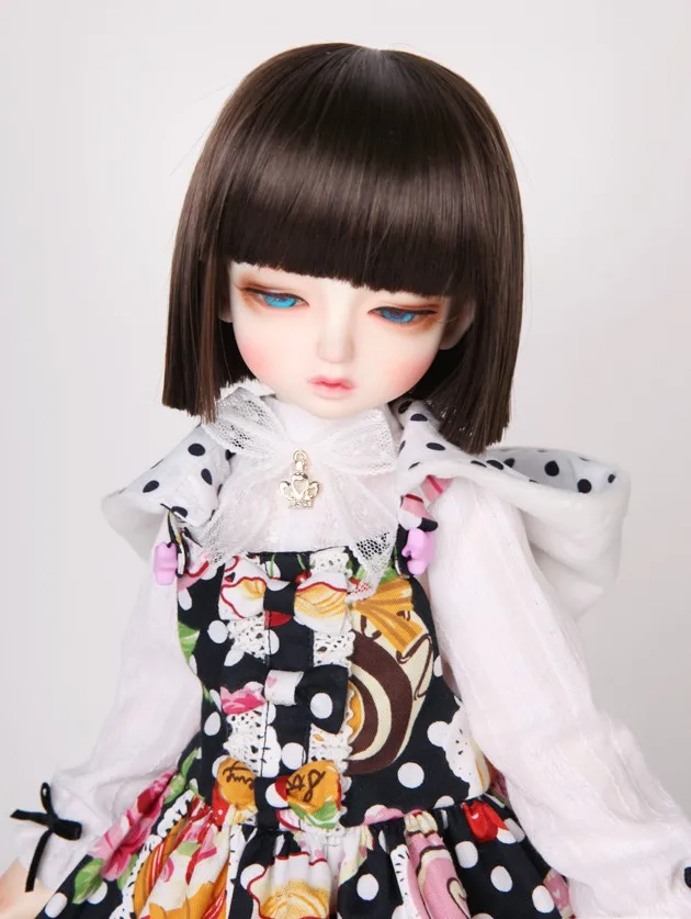 Shipping1/3 1/4 1/6 1/8 Bjd парик высокая Температура короткие черные прямой провод Bjd парик SD для BJD кукла волос
