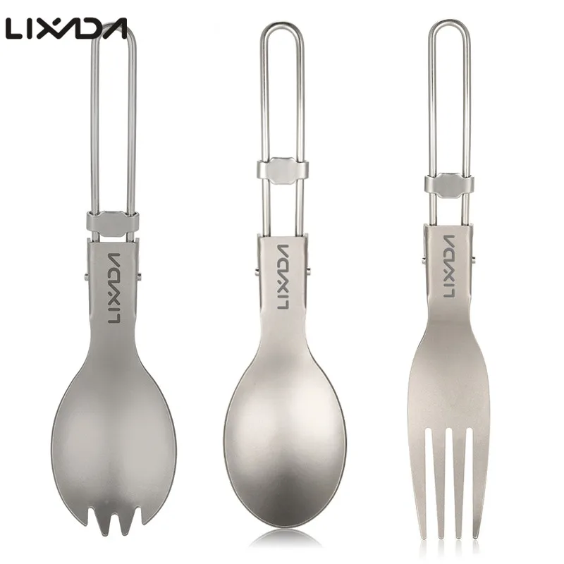 Lixada легкая титановая Складная ложка Spork уличная посуда походная посуда сложенная посуда для кемпинга пикника