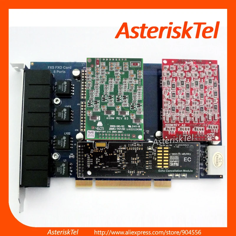 4 порта FXO + FXS TDM800P с аппаратным устройством эхоподавитель Asterisk digium card pci для IP