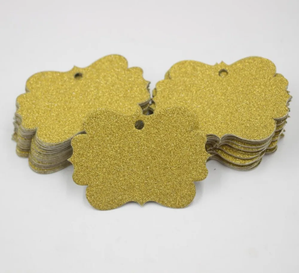 48 шт Золотой блестящий Подарочный тег Рождественский висячий бумажный на день