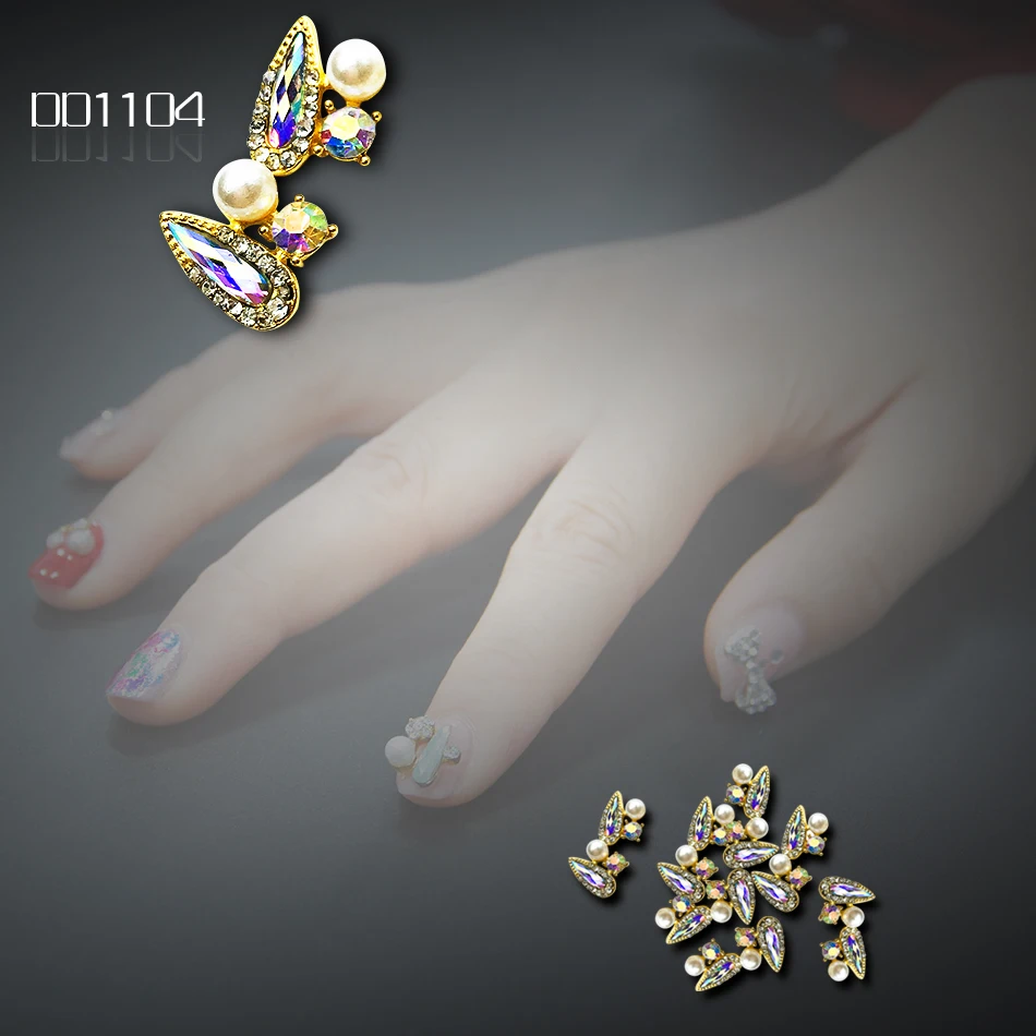 DD1104 -1 pack High Quality 20 pcs Gem pearl diamond Nail Decorators DIY nail art decorations metal tool | Красота и здоровье