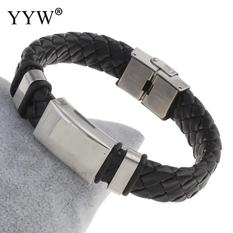 2017 мужские браслеты и из искусственной кожи браслет нержавеющей стали для мужчин