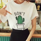 Женская футболка с коротким рукавом, белая футболка с изображением кактуса в стиле Харадзюку, лето 2020