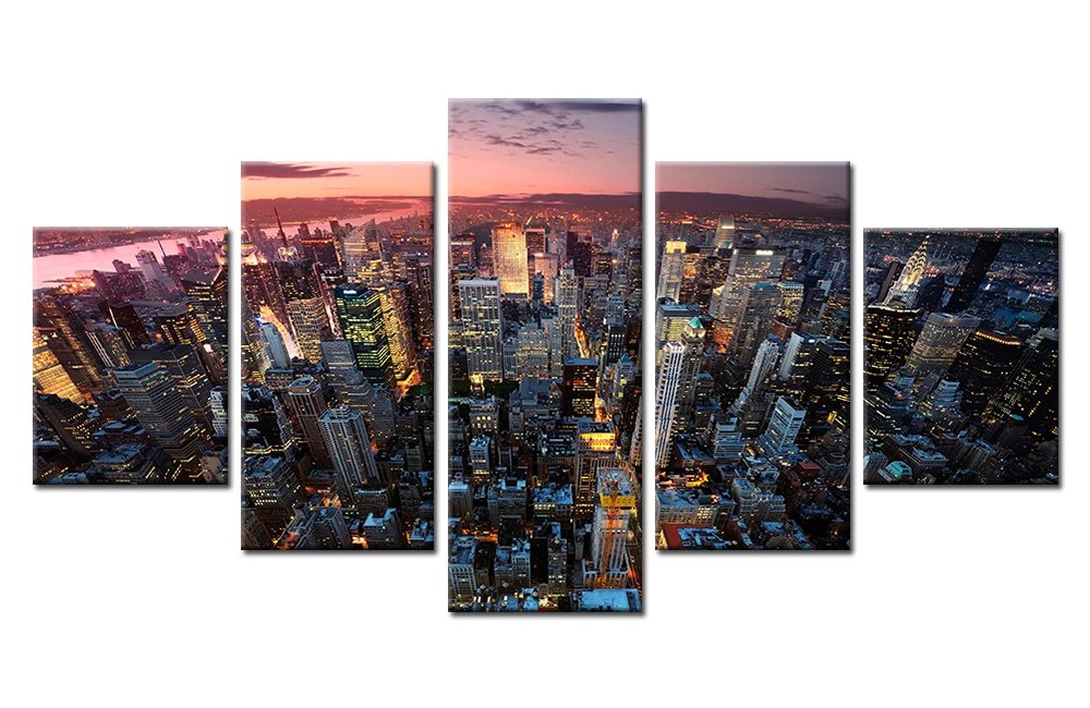 Украшение HD Печать на холсте 5 шт. городское здание пейзаж настенные постеры для