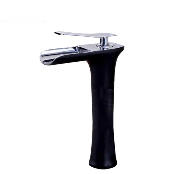 Black With Chrome Смесители для раковины, современный белый кран для ванной комнаты, водопады, Смесители на одно отверстие, кран для холодной и горячей воды, кран для раковины, Смесители W3026 - Цвет: Black With Chrome