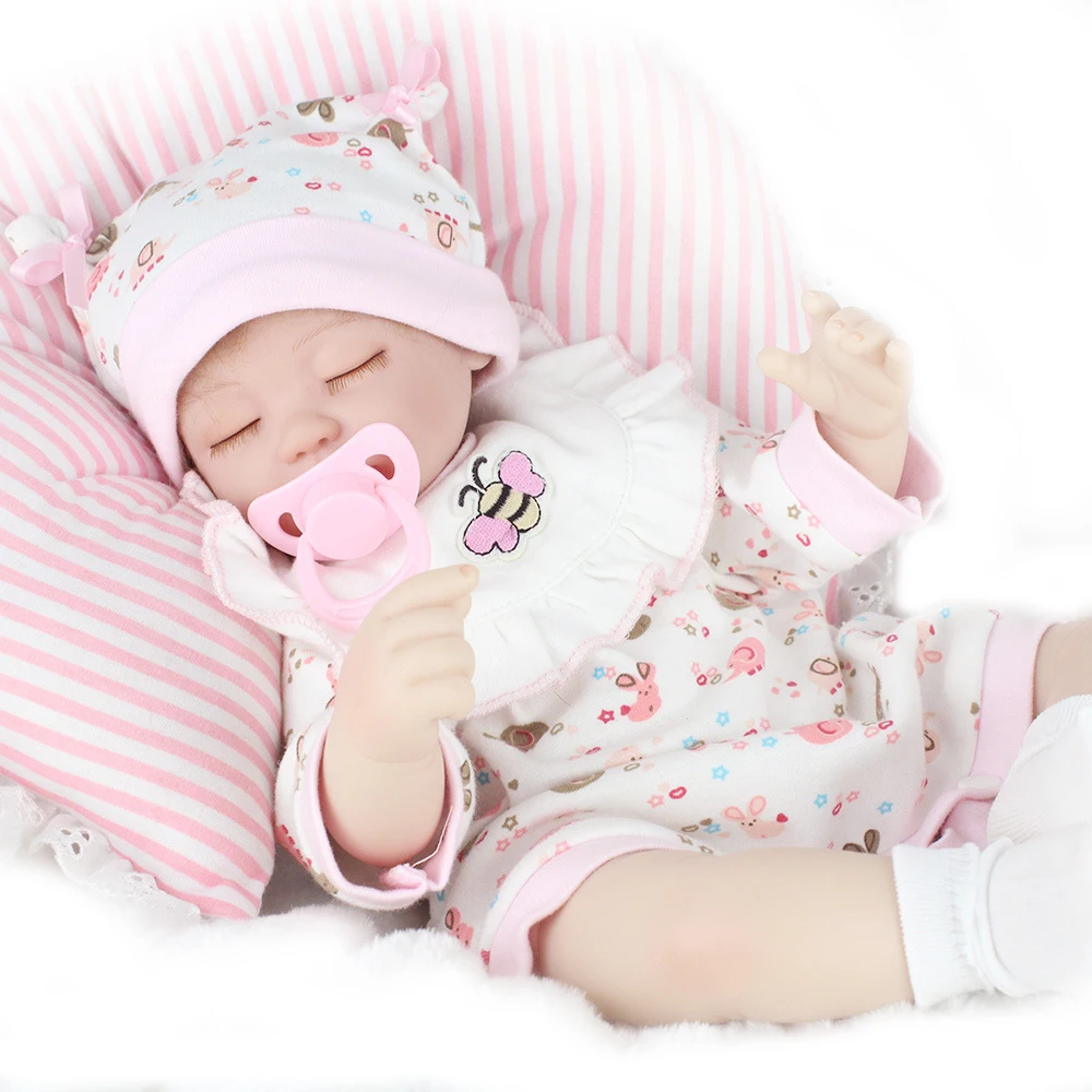 Закрытые глаза действительно реалистичные Reborn Baby Doll 17 дюймов полный силиконовый