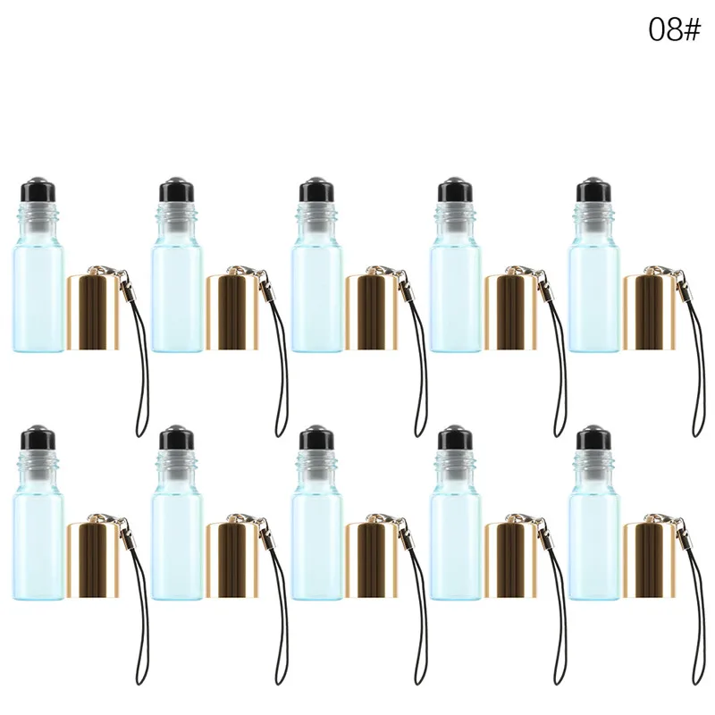 8 Black Gold Pendant 10 шт./компл. 5 мл перламутровые стеклянные бутылки синий флакон духов ролл на бутылке мини жидкое эфирное масло Макияж Контейнер для путешествий - Цвет: 8 Black Gold Pendant