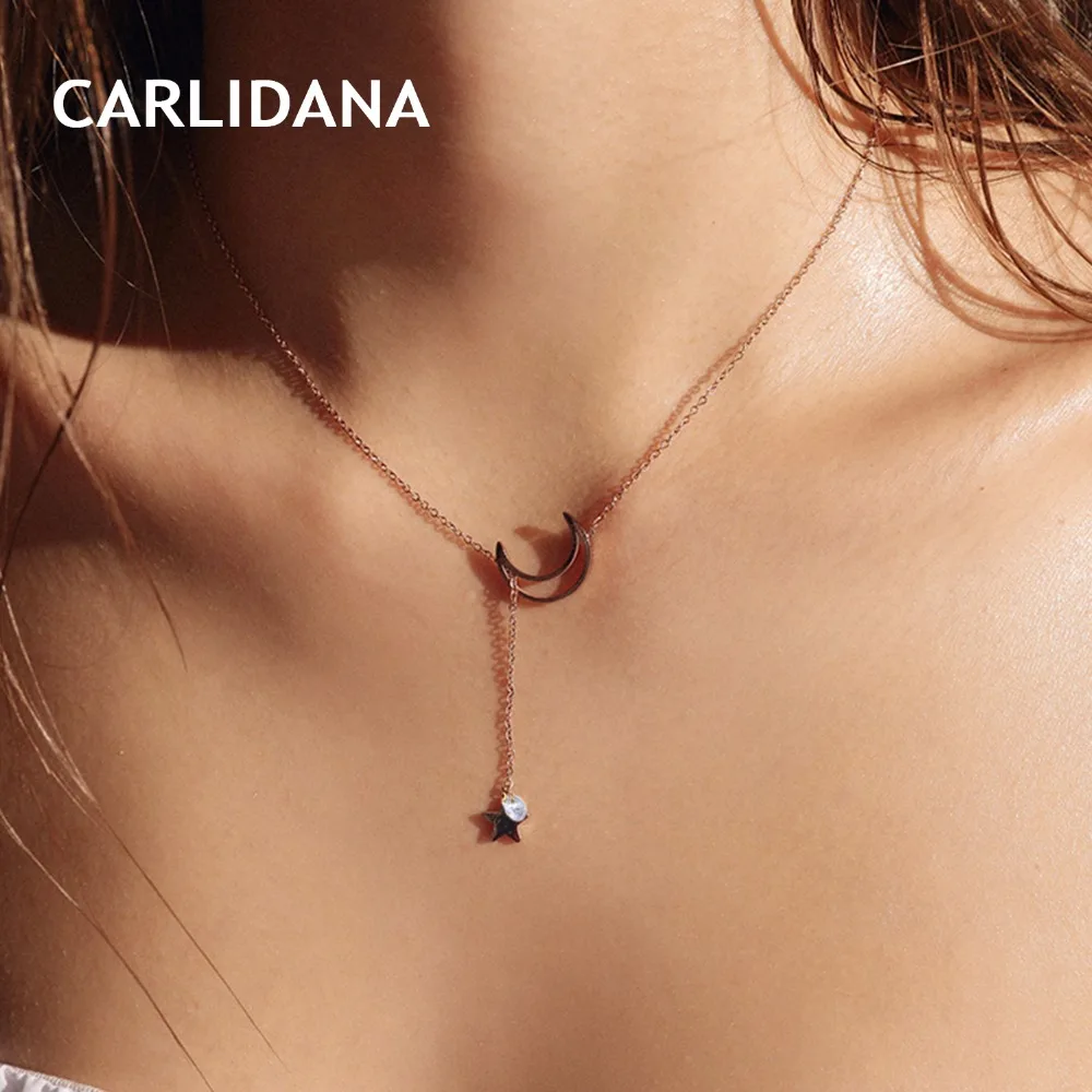 Для женщин Neckalce Нержавеющая сталь Звезда Луна Подвески золото Цвет звено цепи