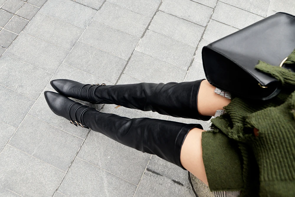 autumn winter new Plush over the knee women boots Chunky Heel Shoes ladies long boots female Thigh High Botas large size 32 43
