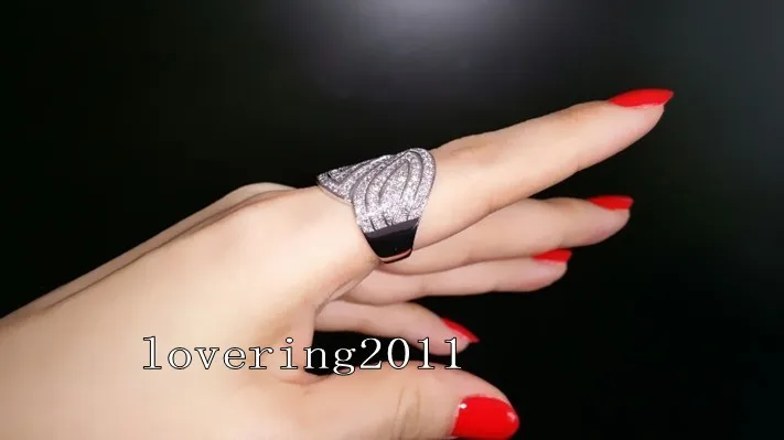 choucong Pave set 100PCS Stone 5A Zircon stone 10KT White Gold Filled Wedding Band Ring For Women Sz 5-11 Gift | Украшения и