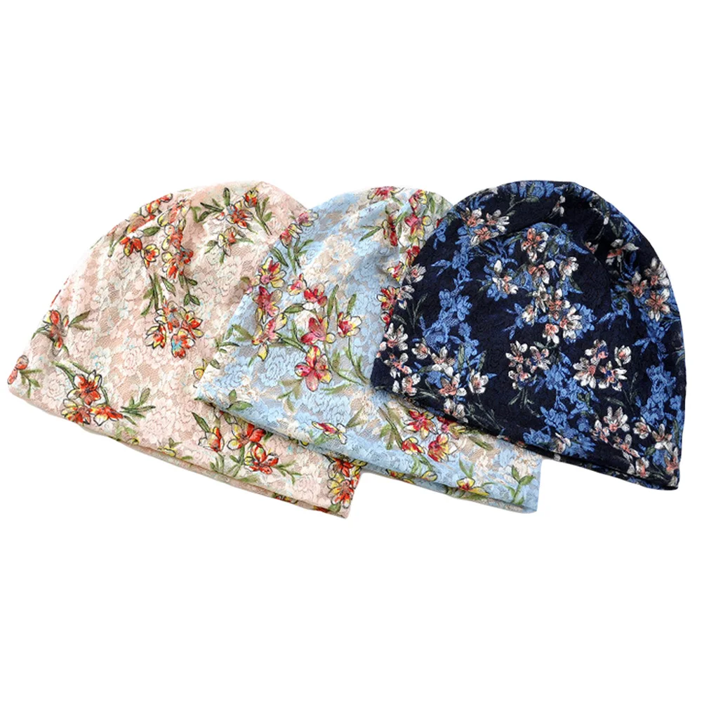

Women Elegant Floral Lace Slouchy Beanie Cap Casual Hat Neck Scarf Multi-Use HATRX0006