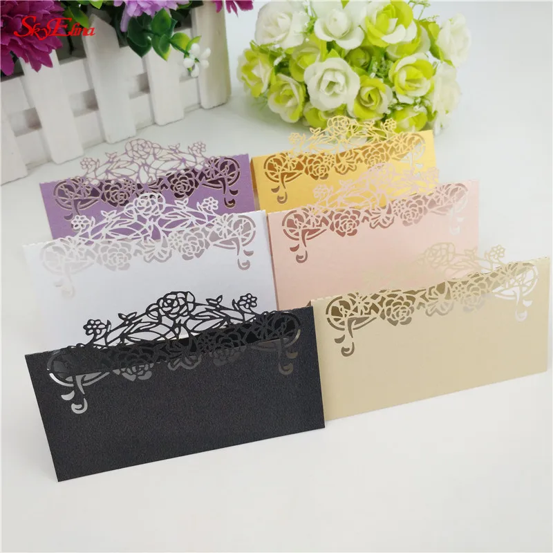 100/50/10pcs Table Name Place Cards Hollow Out Wedding Message Invite Card Party Decoration Favor 5Z | Дом и сад