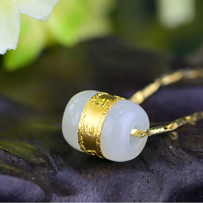 

24K Yellow gold Natural Hetian Beads Pendant
