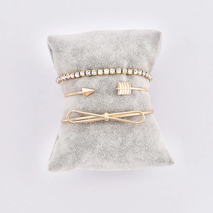 Женский браслет на запястье модный с бантом и кристаллами B0014|bangle set|crystal cuff banglecuff