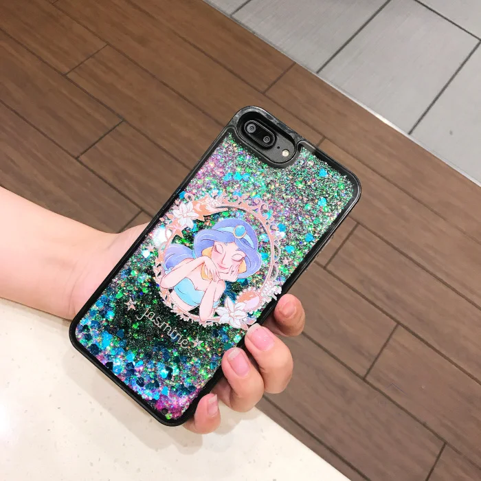 Cartoon Classic Anime Bling Glitter Phone Case For iphone Xs MAX Xr X 5 6 6s 8 7plus Sleeping Beauty Liquid Quicksand Cover |