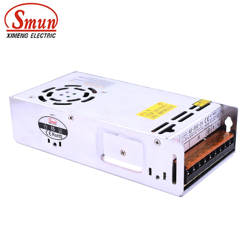 

SMUN AS-350-24 110VAC/220VAC to 24VDC 15A 350W Mini Type SMPS AC-DC Switching Mode Power Supply