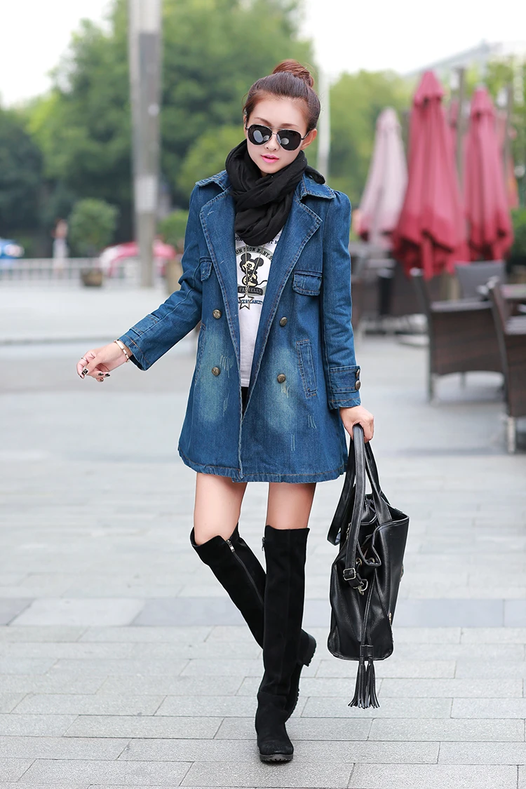 Long Jeans Jackets Outerwear Plus Size 