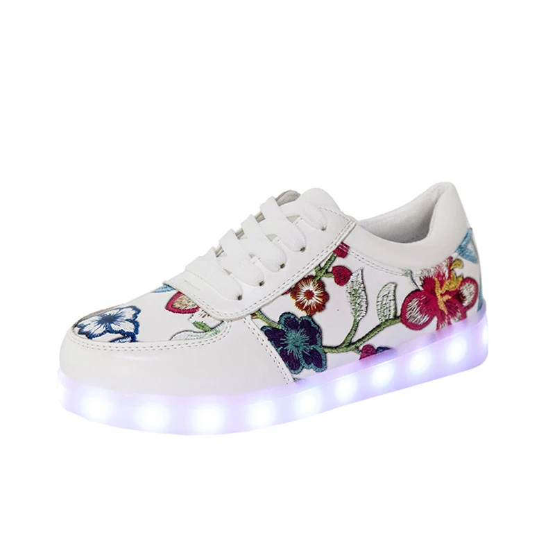 Фото Криатив цветок светящиеся кроссовки 2018 Мода Светильник обувь для девочек
