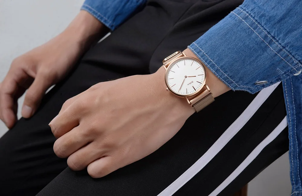 Модные минимализм повседневные часы мужские уникальные магнитные пряжки