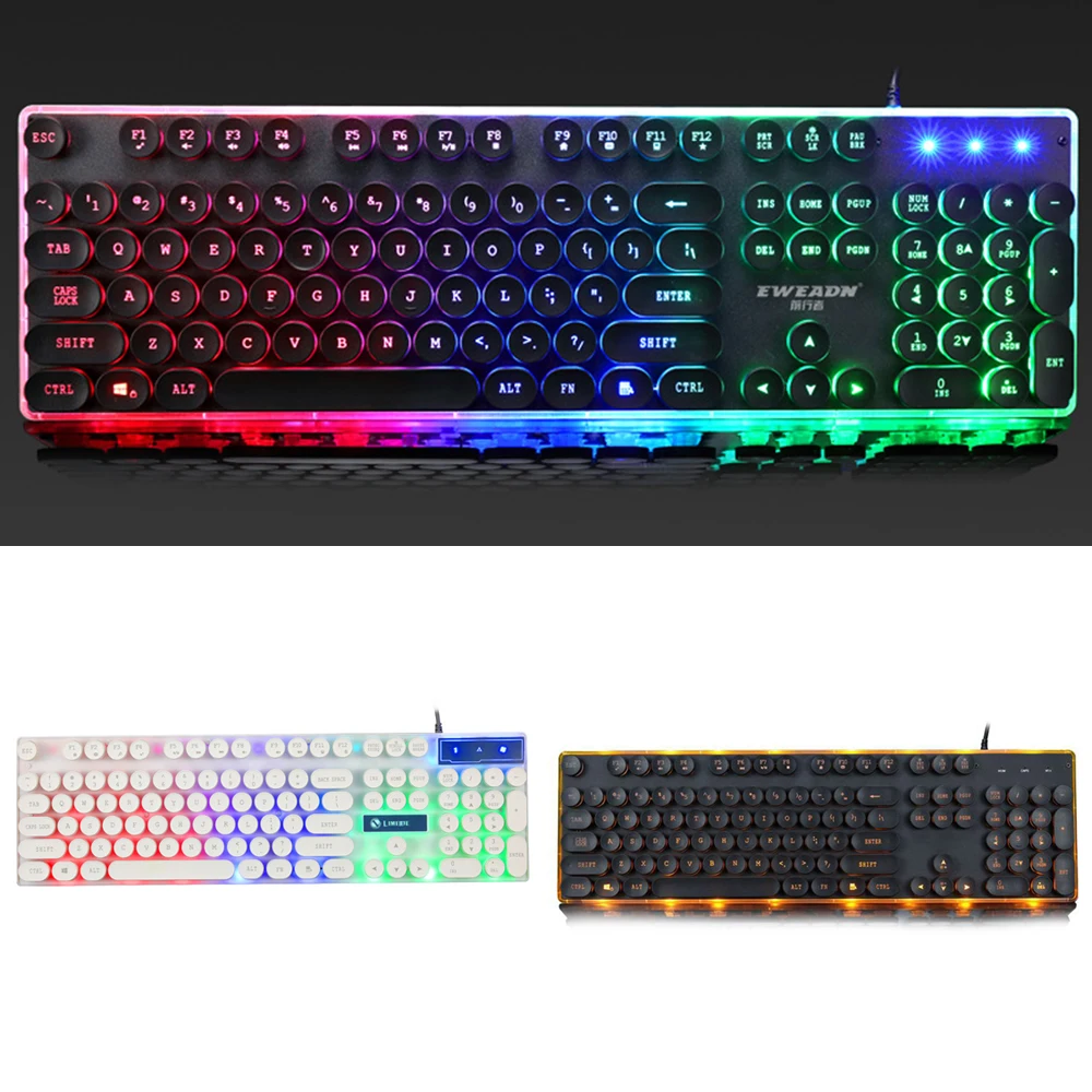 Классная новая игровая клавиатура в стиле ретро с круглыми светящимися