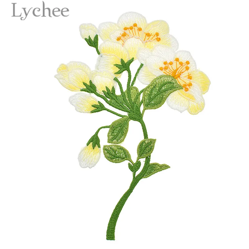 Lychee пион вышитая нашивка красочный цветочный узор искусственный материал для