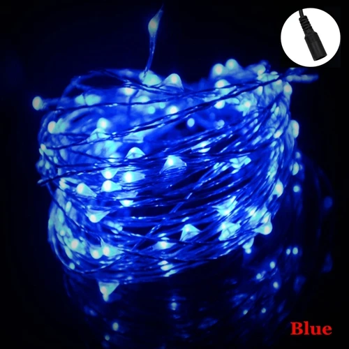 Blue DC12V Светодиодный Сказочный светильник s Led серебристый медный провод струнный светильник s 10 м 20 м 30 м Рождественский светильник s Внутренний/наружный свадебный декоративный светильник - Испускаемый цвет: Blue