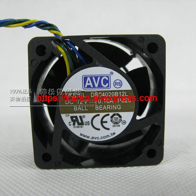 Новый Оригинальный AVC DS04020B12L DC12V 0.10A 40*40*20 мм 4 см двойной шаровой Вентилятор