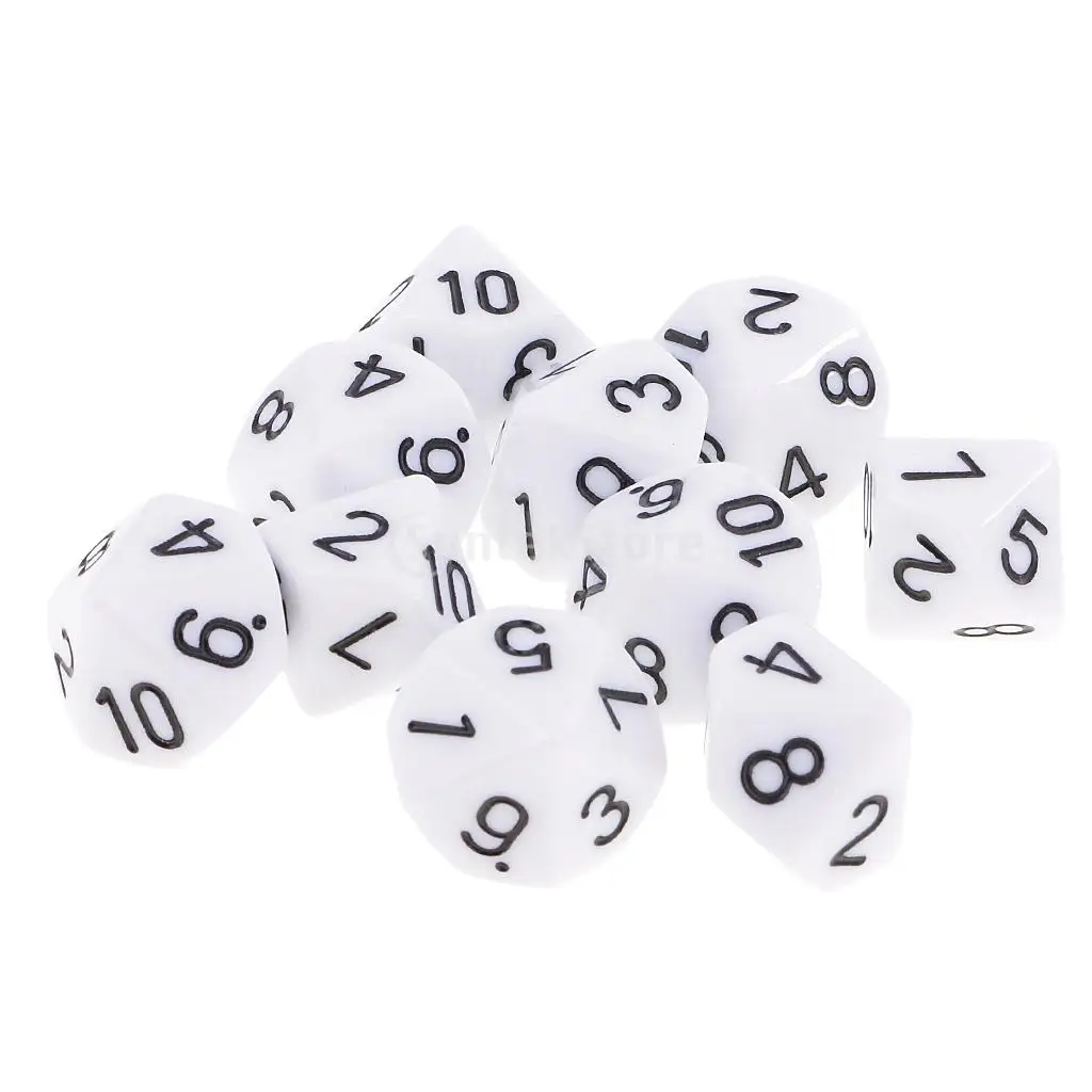 Maguideal 10 шт. двухсторонних кубиков D10 многогранные кубики для игр Dungeons и Dragons White|10