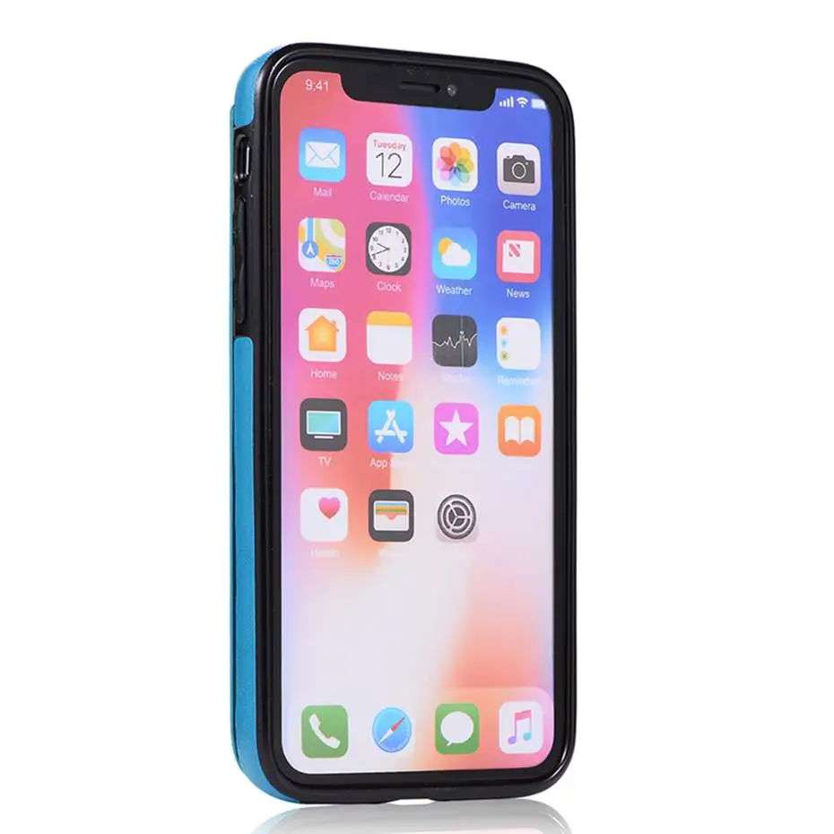 Чехол из искусственной кожи для iPhone X XS XR Max 5 5s SE 6 7 8 Plus держатель карт 3D рельефный