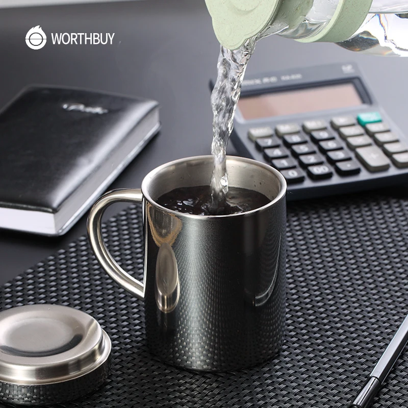 WORTHBUY китайская кофейная кружка 304 чашка из нержавеющей стали чайная с ручкой