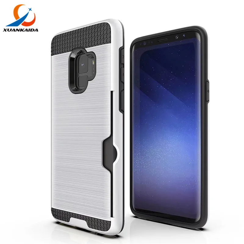 For Samsung Galaxy S7 Edge S9 S8 Plus A7 2017 Note8 S6 Case Brushed Skin Card Slots Holder Hard Armor Shock proof Rubber Cover |