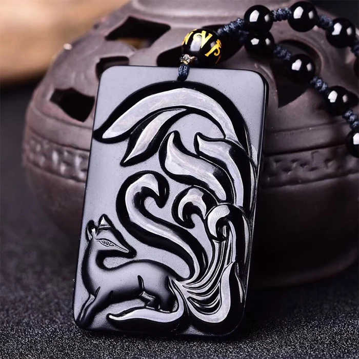 Подвеска из черного обсидиана с цепочкой | Украшения и аксессуары