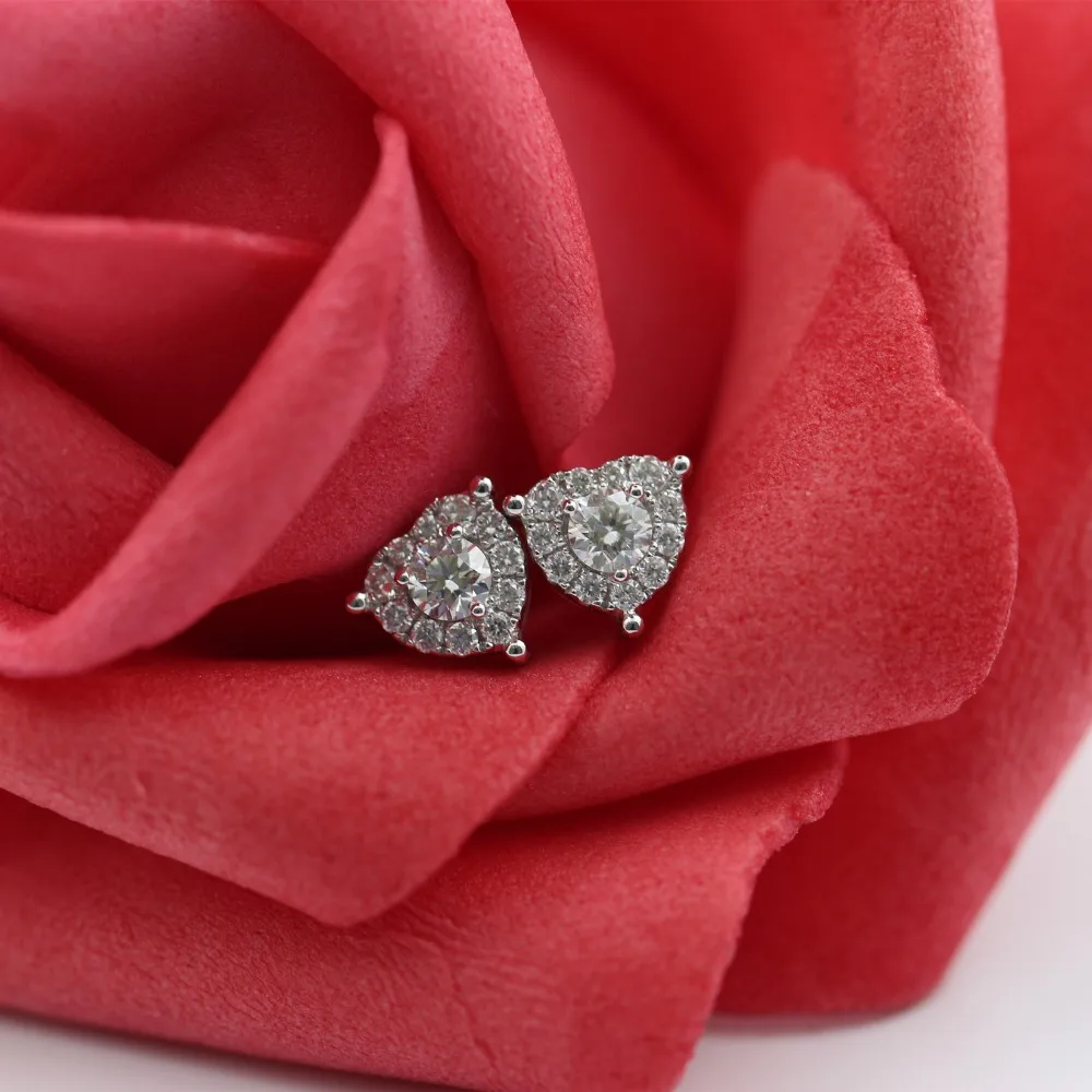 LASAMERO 0.184CT круглые серьги с натуральным бриллиантом 18K золотые бриллиантовые