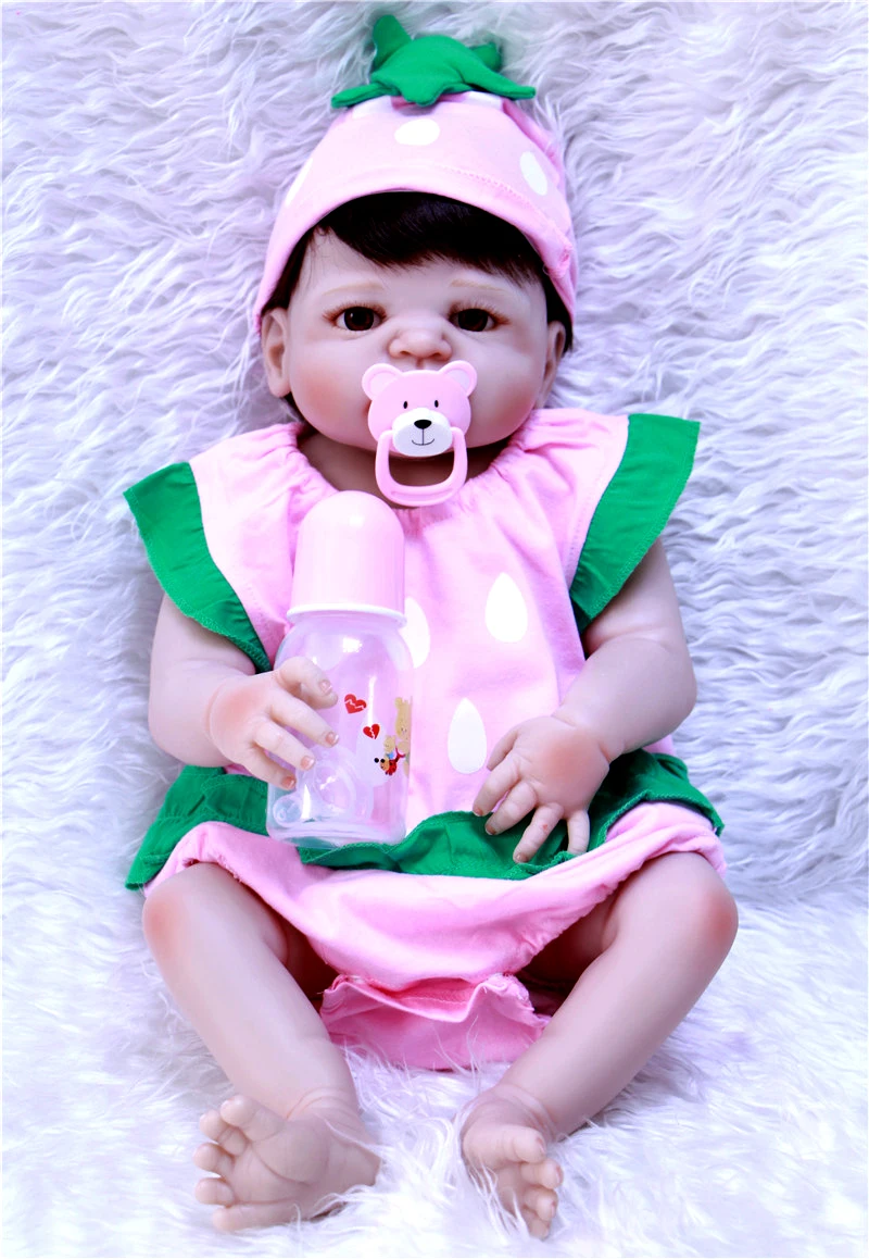 

55cm Full Silicone Reborn Baby Doll Toy Vinyl Newborn Babies Girl Bonecas Bebe Doll fashion clothes princess doll for sale