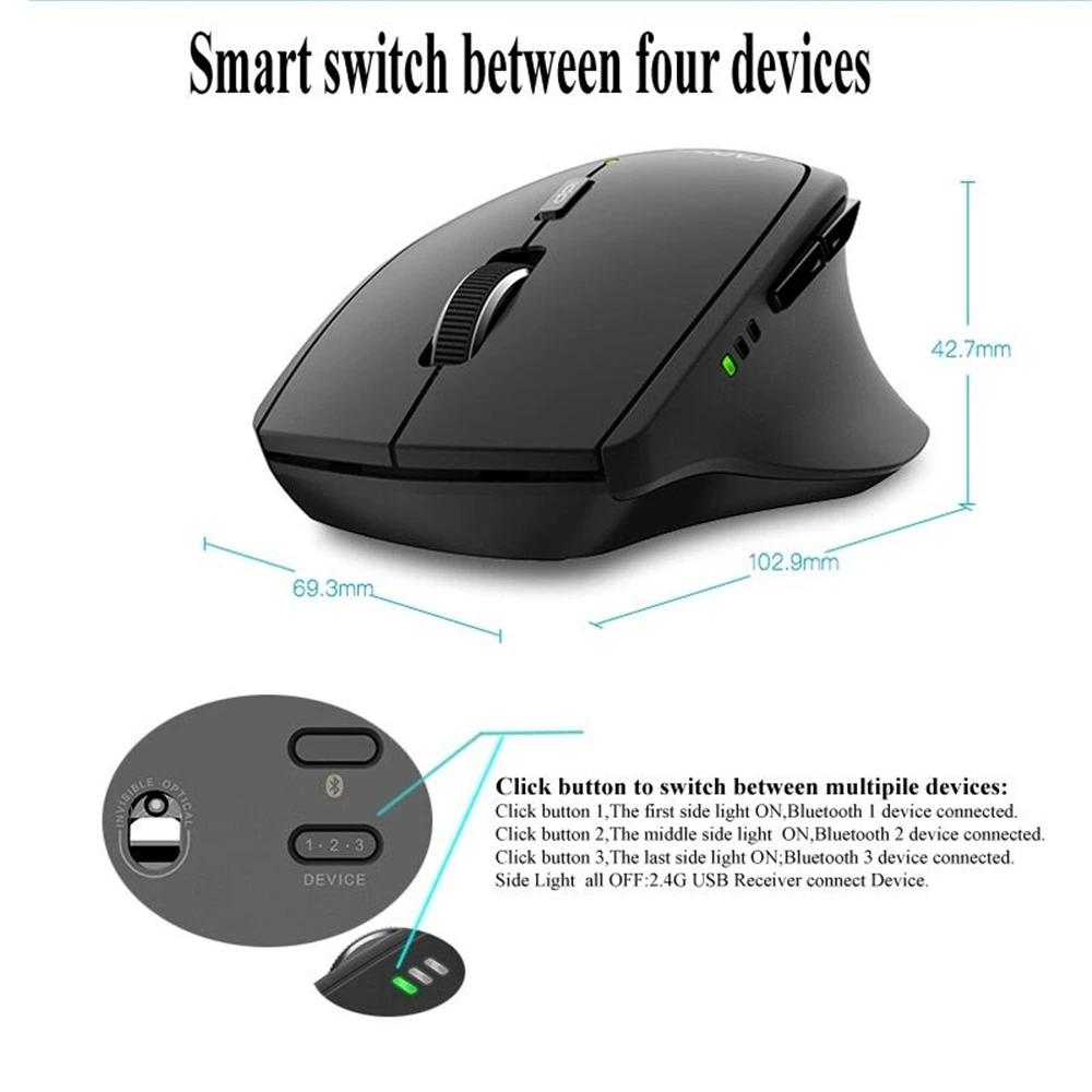 Подлинная Беспроводная мышь Rapoo MT550G с несколькими режимами между Bluetooth 3 0/4 0 и 2 4G