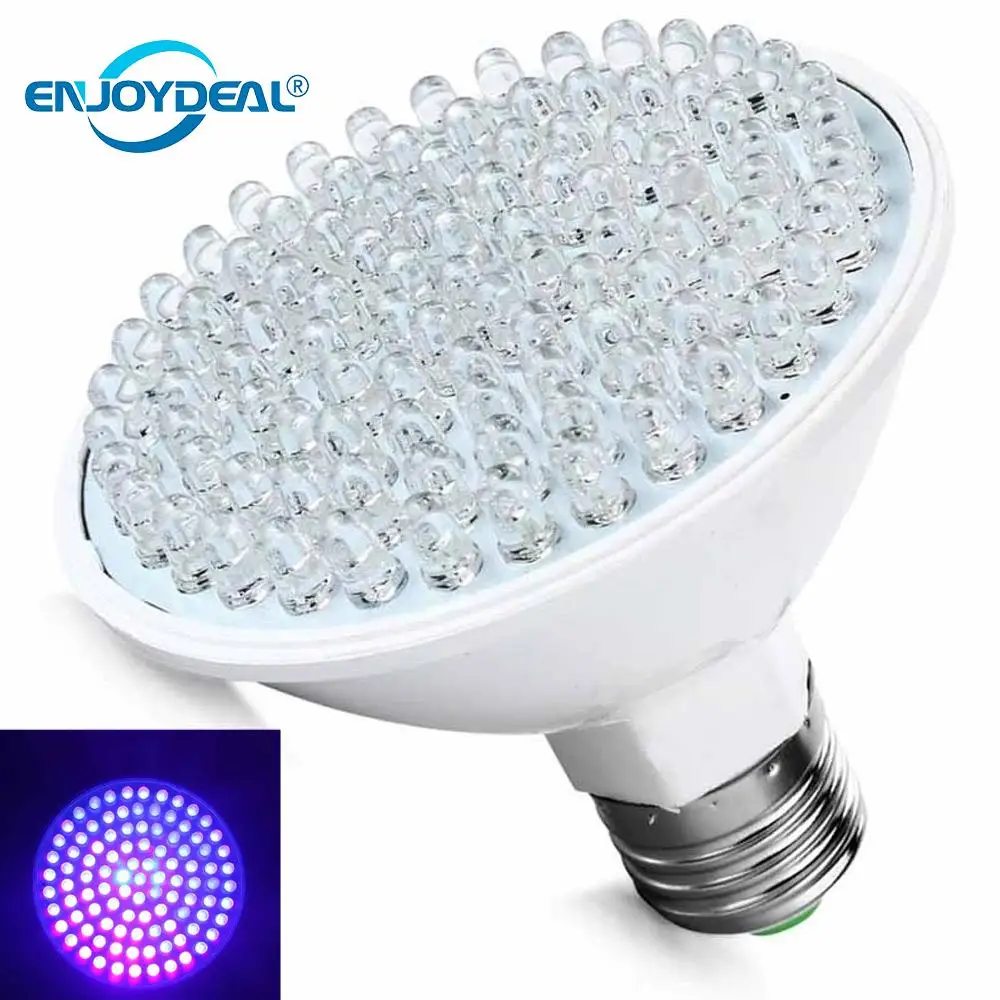 Ультраяркий E27 100LED 220V УФ-фиолетовый светильник, пластиковая лампа с низким энергопотреблением