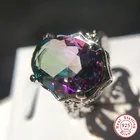 Женское Винтажное кольцо из серебра 100% пробы, с крупным цветным фианитом