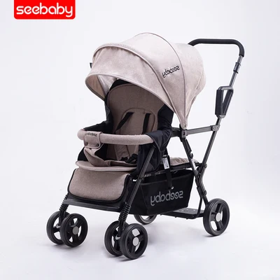 Seebaby Складная коляска для близнецов, двойная коляска, два сиденья, может стоять/сидеть, подходит для новорожденных и детей, коляска, нагрузка 130 кг - Цвет: A1