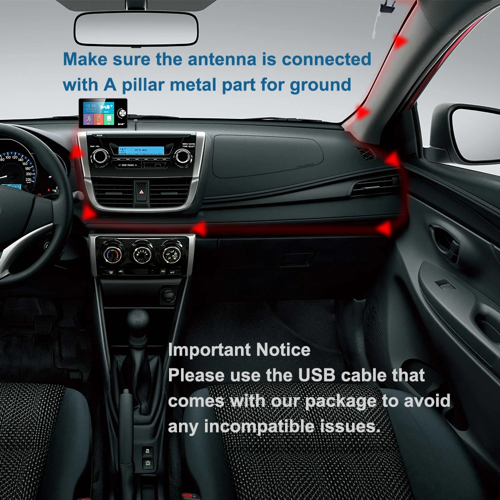 Портативный автомобиля dab цифровой радио Bluetooth + MP3 FM неограниченное количество