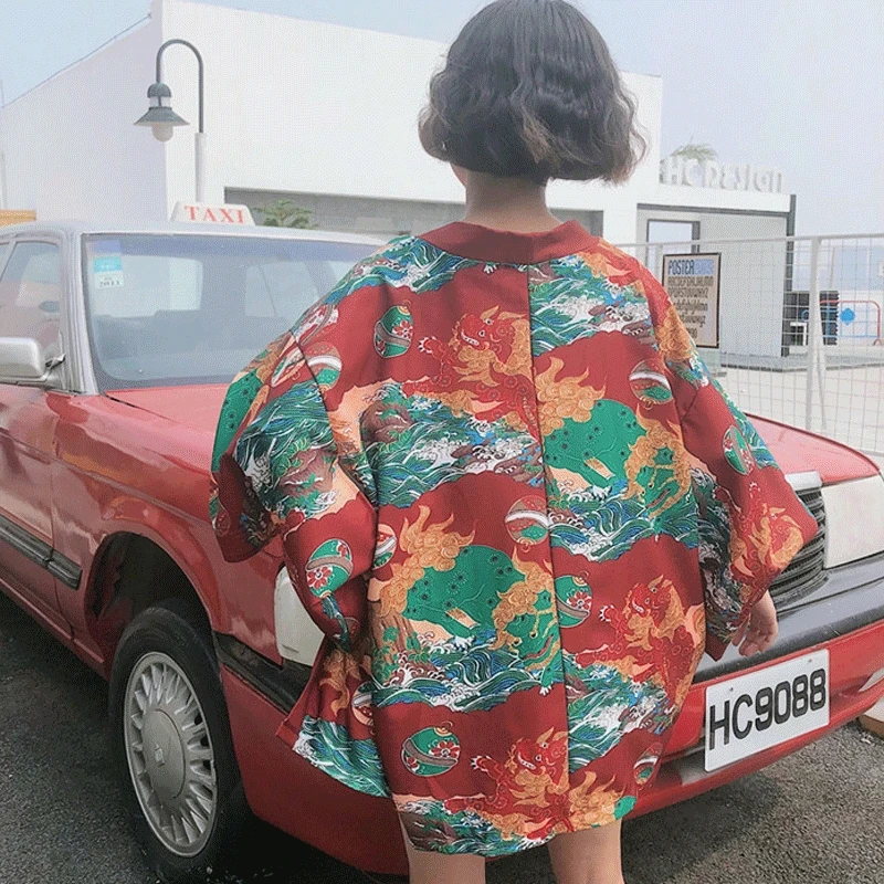 Женское кимоно, Пляжное кимоно, кардиган, блузка, женская рубашка юката, японская культурная одежда, уличная одежда, haori obi FF2039