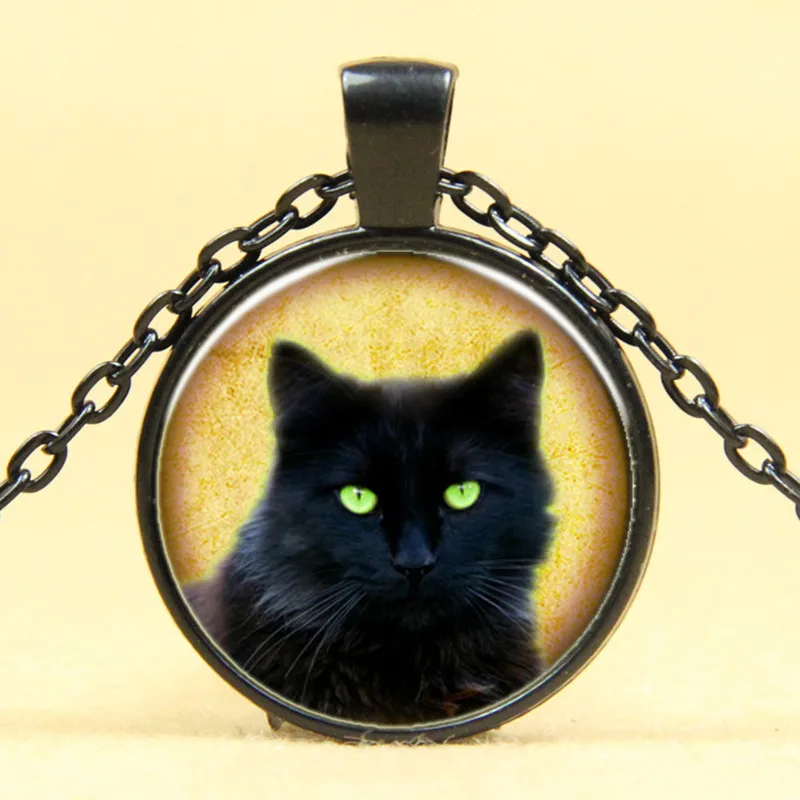 2017 стимпанк Черный кот кулон ожерелье стакан драгоценных камней ювелирные