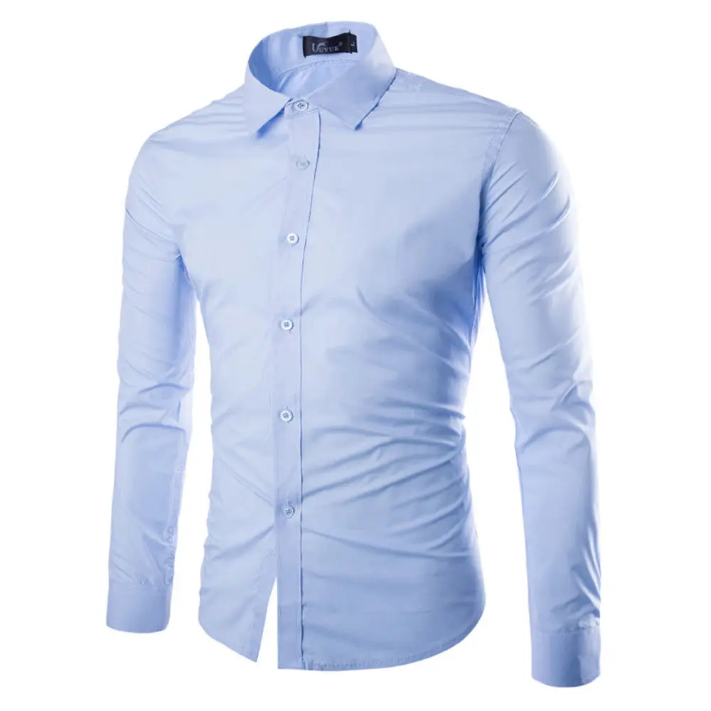 Модные для мужчин Роскошные рубашка с длинными рукавами Повседневное Slim Fit Стильный Мужская классическая рубашка Топы корректирующие