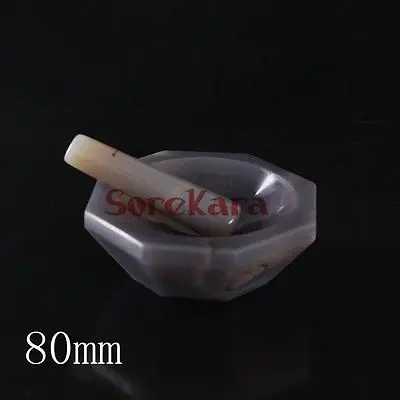 

80mm Agate Mortar and Pestle Mixing Grinding Bowl Set Lab Kit Tools Agate Stone Mortar