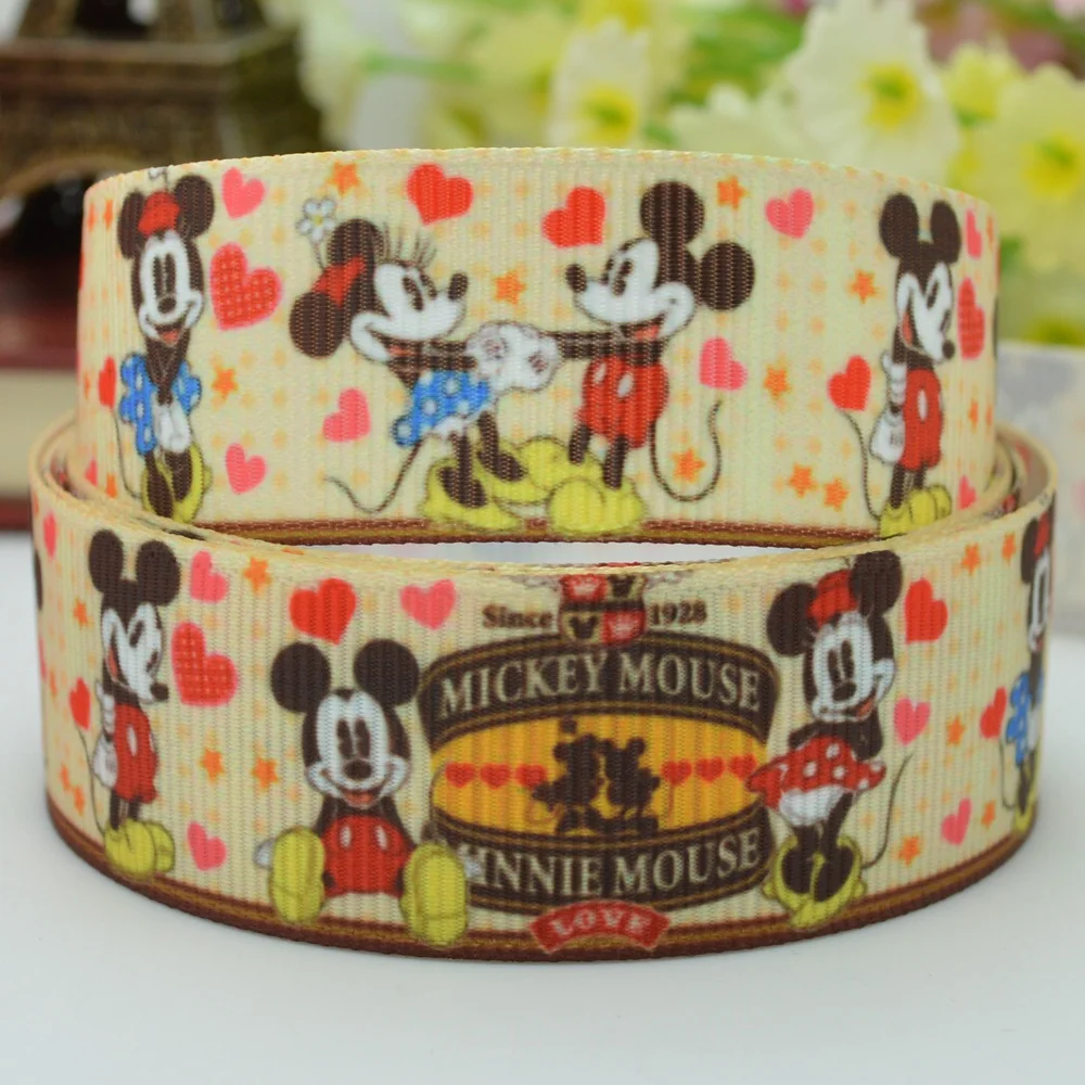 DUWES 7/8 &quot22 мм 2 5 10 20 50 ярдов Микки мультфильм напечатал grosgrain ленты волос лук DIY