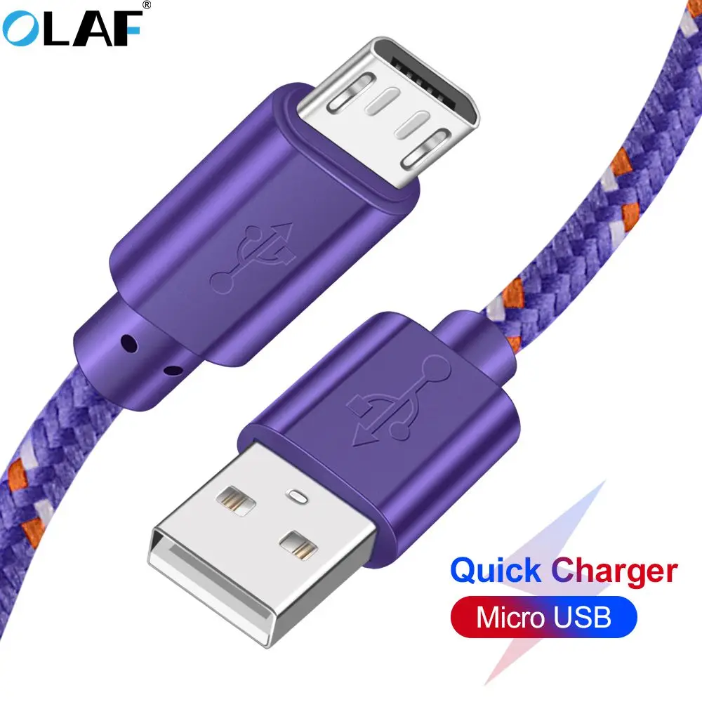 Кабель Micro USB Olaf 1 м/2 м/3 м нейлоновый кабель для быстрой зарядки и передачи данных
